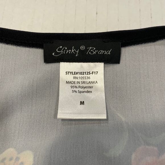 Women's floral Dress Tunic black with colorful floral design long sleeves Medium - Picture 6 of 8